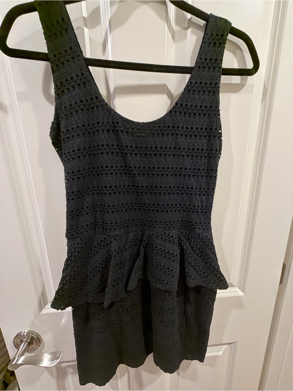 Aqua Black  Eyelet Peplum Mini Dress- size M